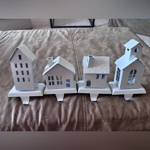 4 Metal Stocking Holders - Heavy, White, Glitter Snow effect 3/$45!!